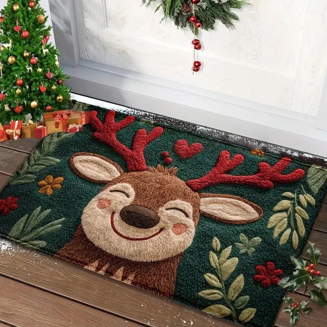 Christmas Door Mat Red Santa Claus Outdoor and Indoor Gingerbread Man Carpet
