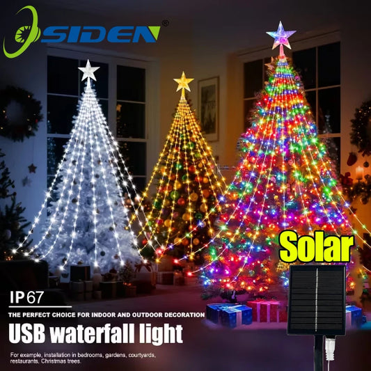 Star Waterfall Christmas String Lights