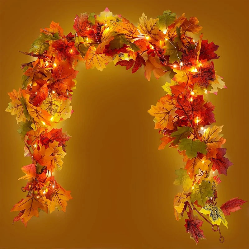 200CM Autumn Artificial Maple Leaf Wreath Fake Leaf Plant Vine