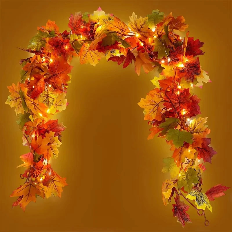 200CM Autumn Artificial Maple Leaf Wreath Fake Leaf Plant Vine