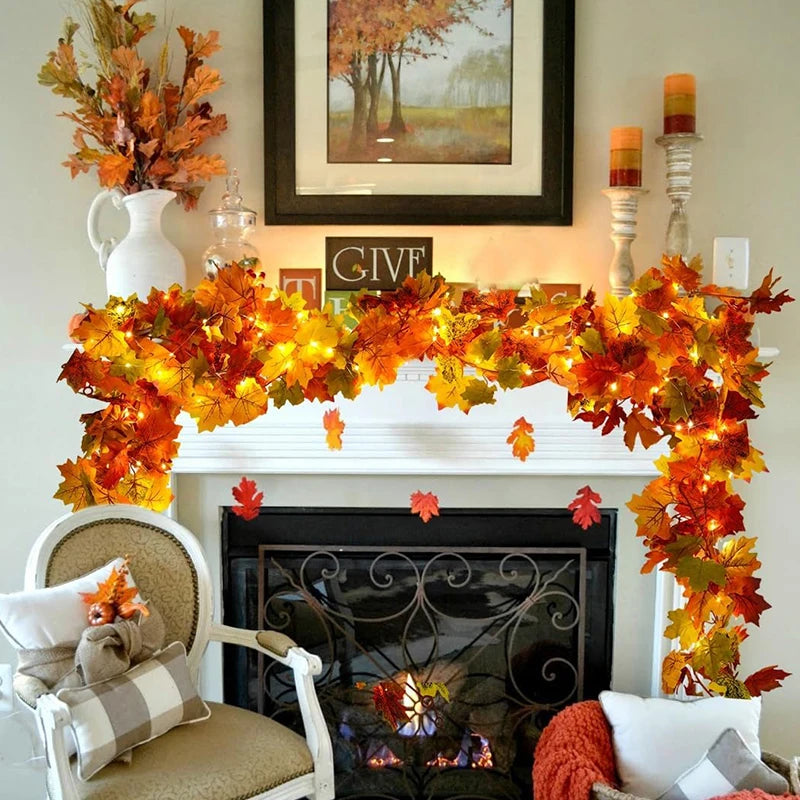 200CM Autumn Artificial Maple Leaf Wreath Fake Leaf Plant Vine